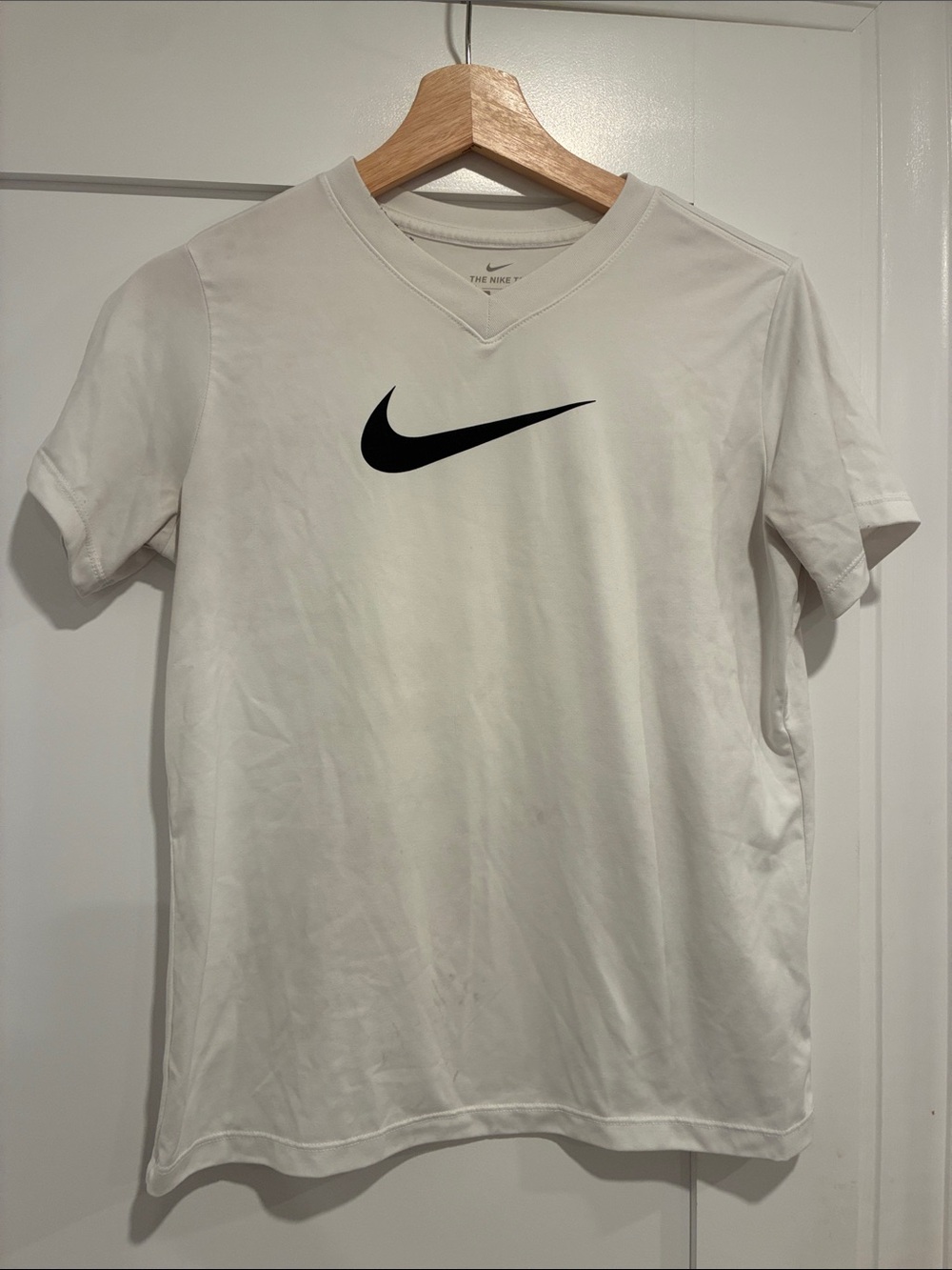 Nike White Short Sleeve Tee with Black Swoosh